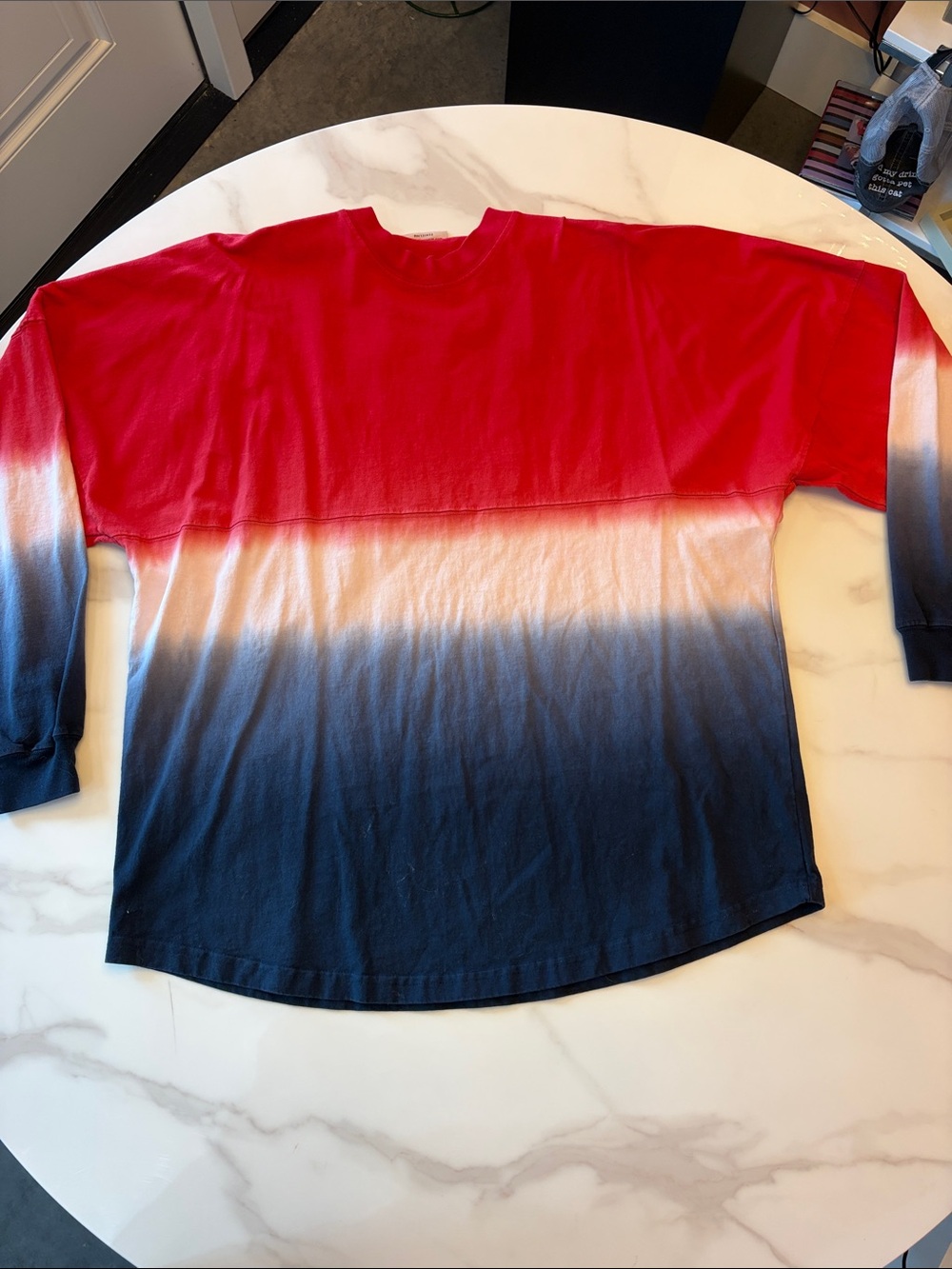 Spirit Long Sleeve Dip-Dye Tee - Red, White & Navy